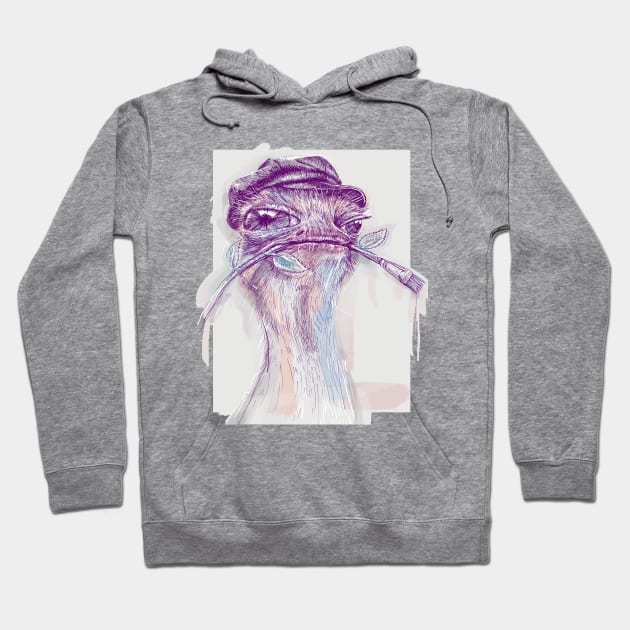 Ostrich Painter Hoodie by AhmadMujib